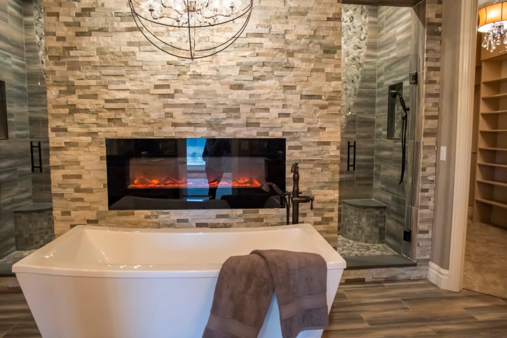 Master Bath Fireplace and Tub